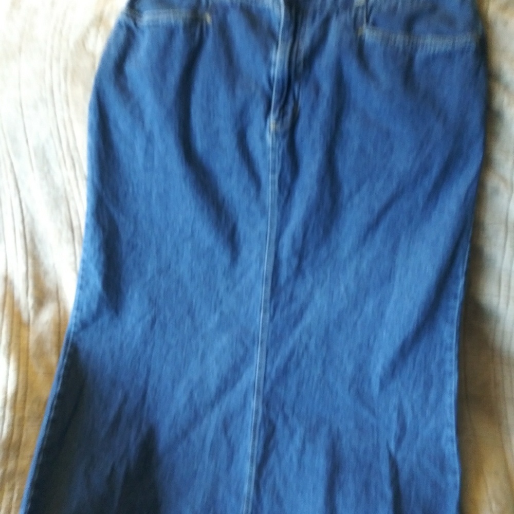 Full length denim skirt